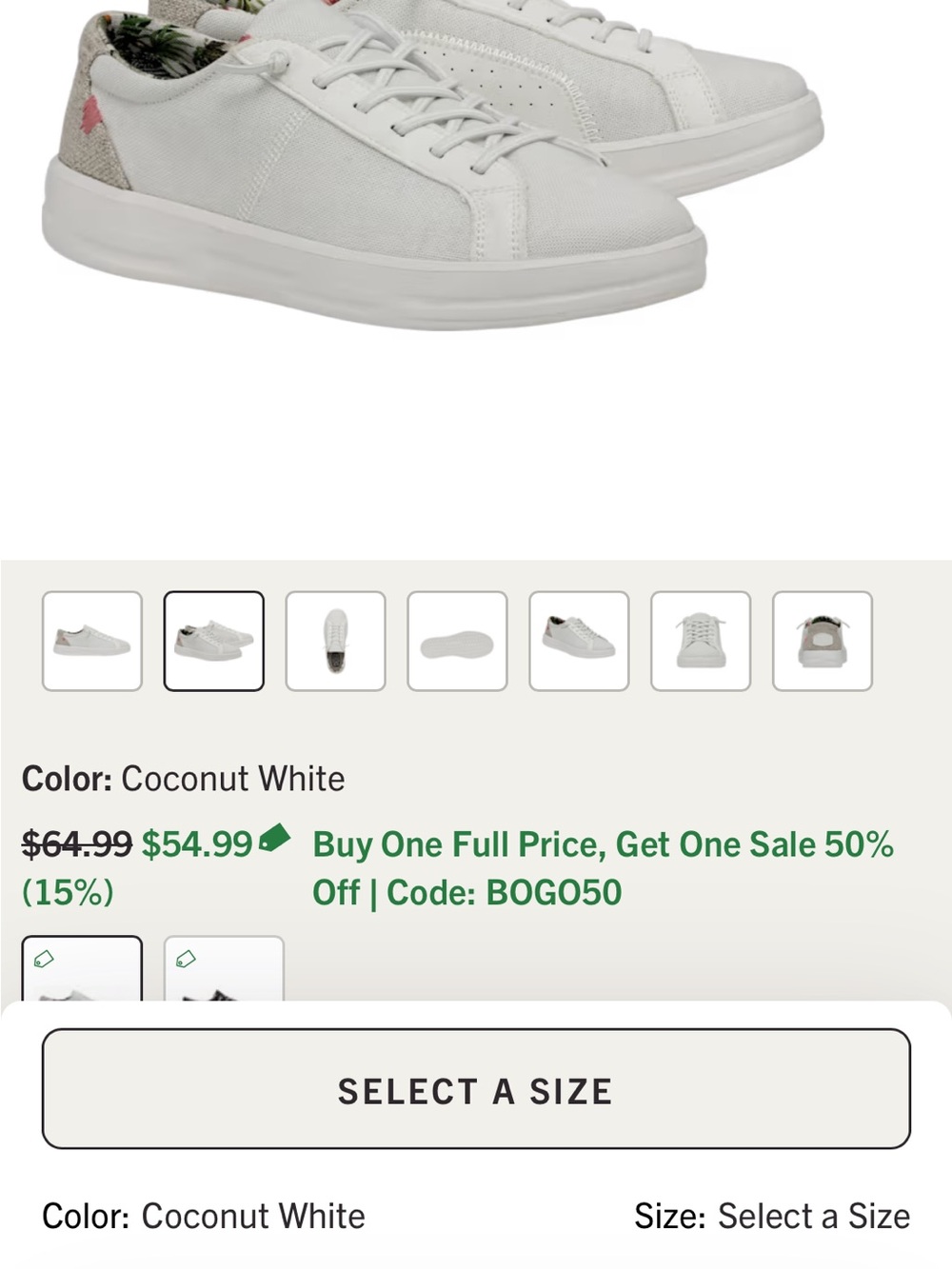 Hey Dude White Canvas Sneakers